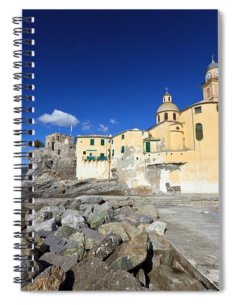 Ancient Spiral Notebook featuring the photograph church in Camogli #1 by Antonio Scarpi
