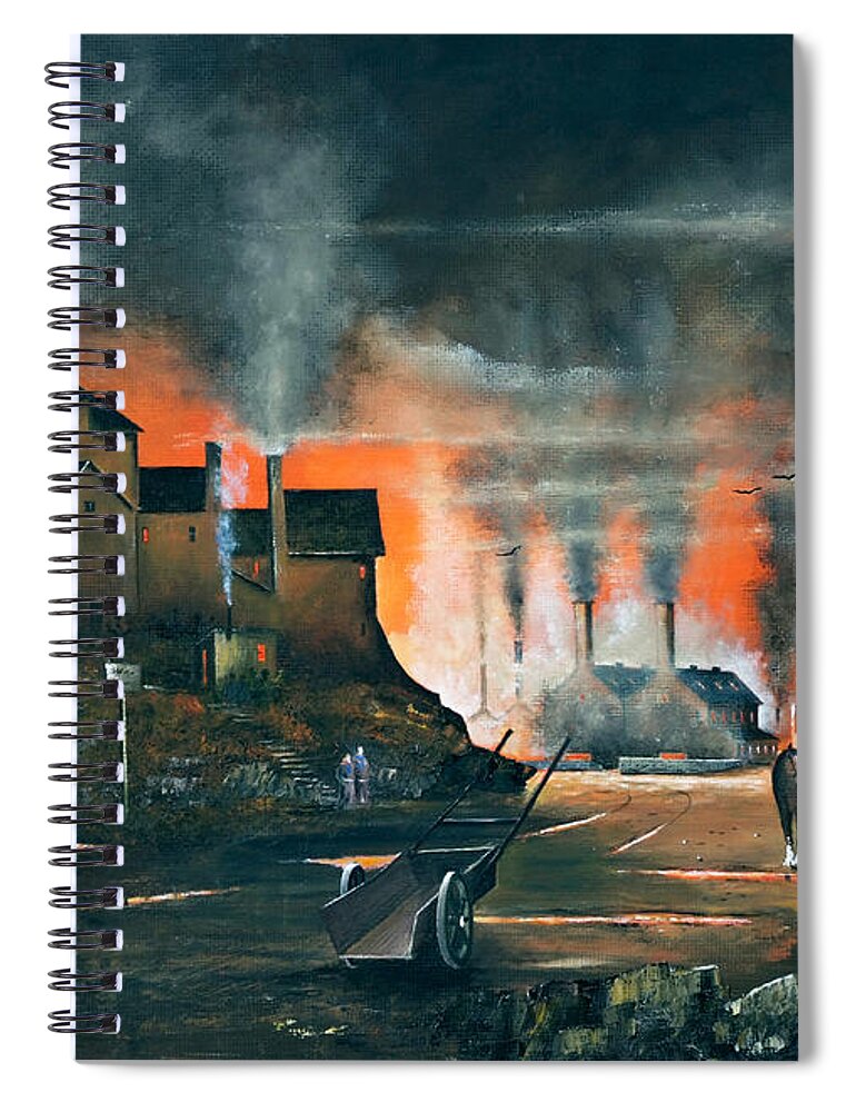 England Spiral Notebook featuring the painting Coalbrookdale, Ironbridge Gorge, Shropshire - England by Ken Wood
