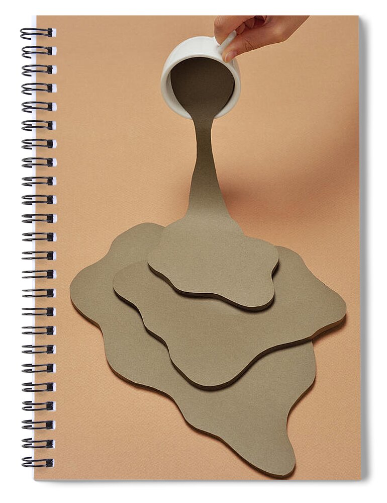 People Spiral Notebook featuring the photograph Coffee Spilling Out From A Coffee Cup #1 by Yagi Studio