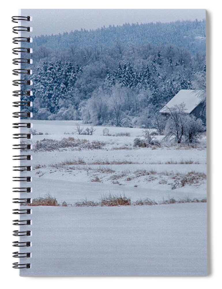 Scenic Vermont Photographs Spiral Notebook featuring the photograph Cold blue snow by Jeff Folger