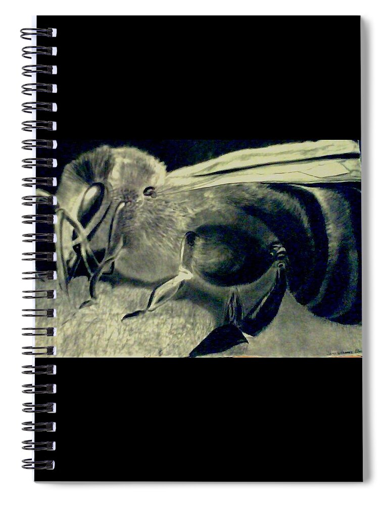Bee Spiral Notebook featuring the drawing Daddy's Baby Bee by Suzanne Berthier