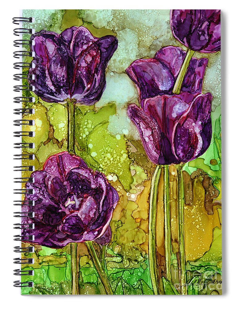 Tulips Spiral Notebook featuring the painting Dark Tulips by Vicki Baun Barry