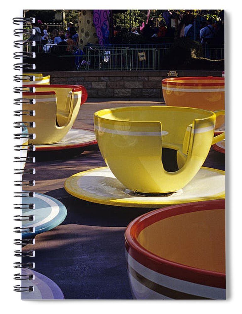 Entertainment Spiral Notebook featuring the photograph Disneyland rides Mad Tea Party ride Anaheim California USA #1 by Jim Corwin