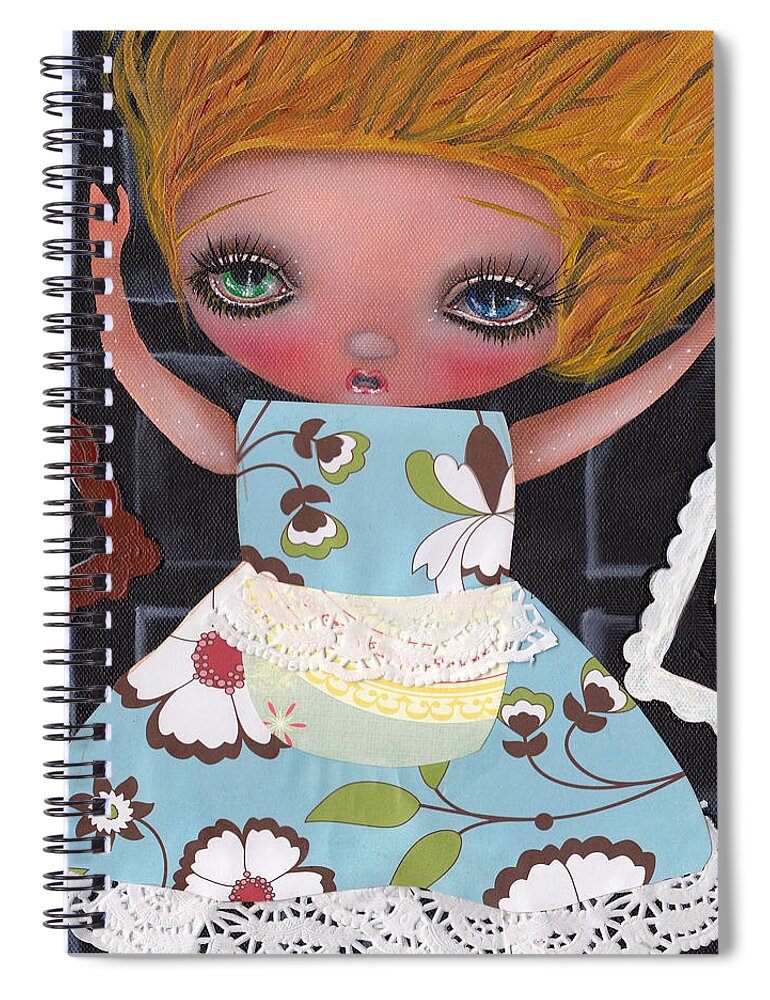 Alice In Wonderland Spiral Notebook featuring the painting Down the Rabbit Hole by Abril Andrade