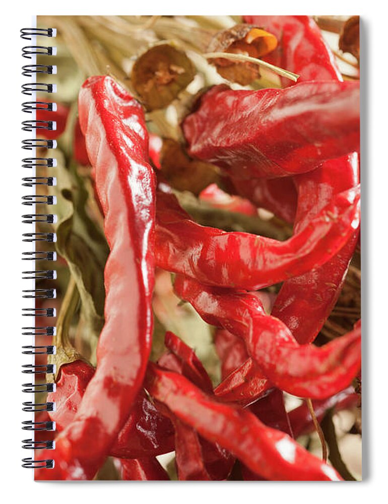 Spice Spiral Notebook featuring the photograph Dried Chili Peppers #1 by Brian Yarvin