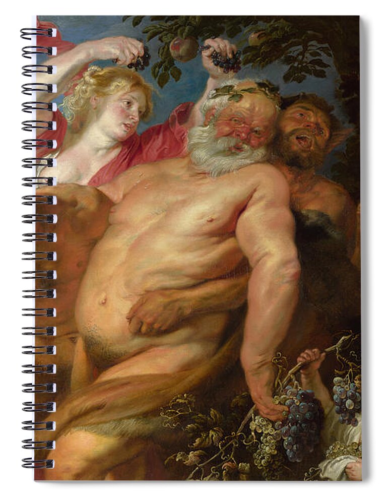 Anthony Van Dyck Spiral Notebook featuring the painting Drunken Silenus supported by Satyrs #6 by Anthony van Dyck