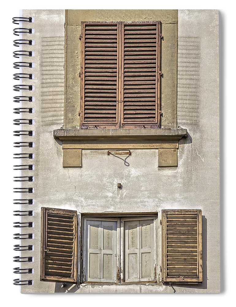 Tuscany Spiral Notebook featuring the photograph Dueling Windows of Tuscany #1 by David Letts