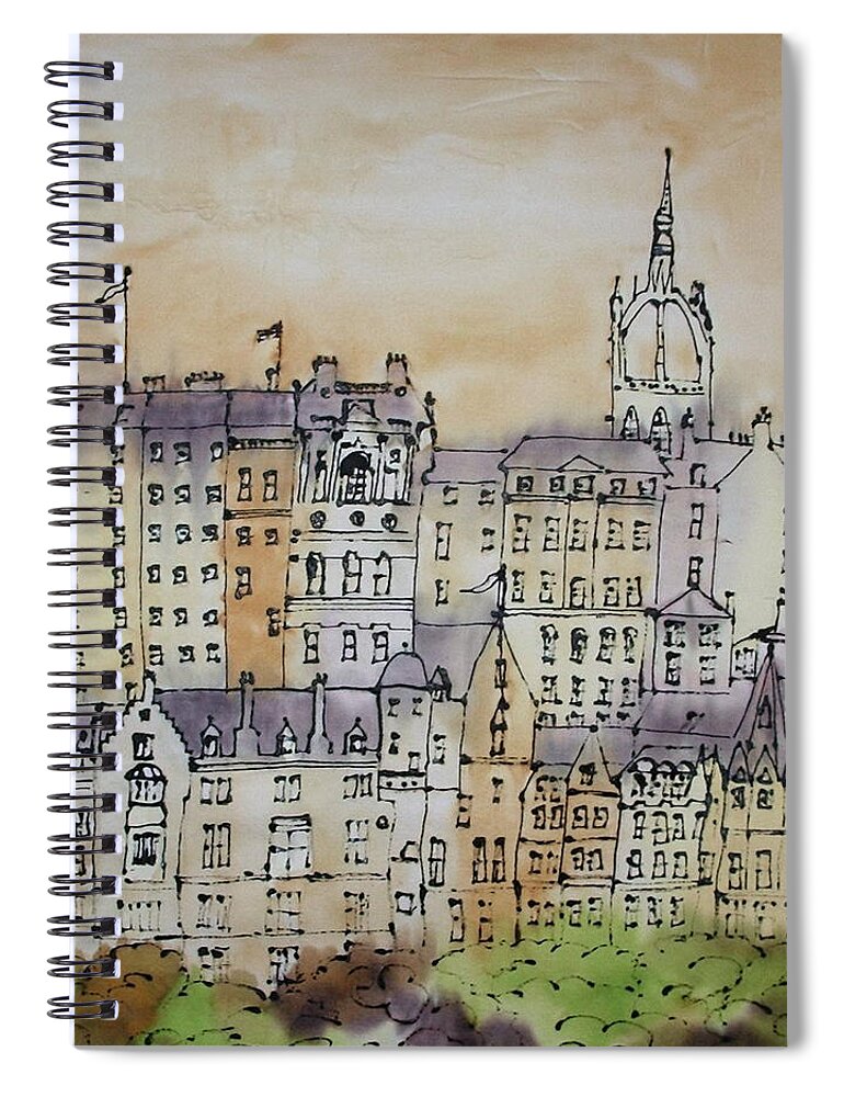Edinburgh Spiral Notebook featuring the painting Edinburgh Scotland #1 by Hazel Millington
