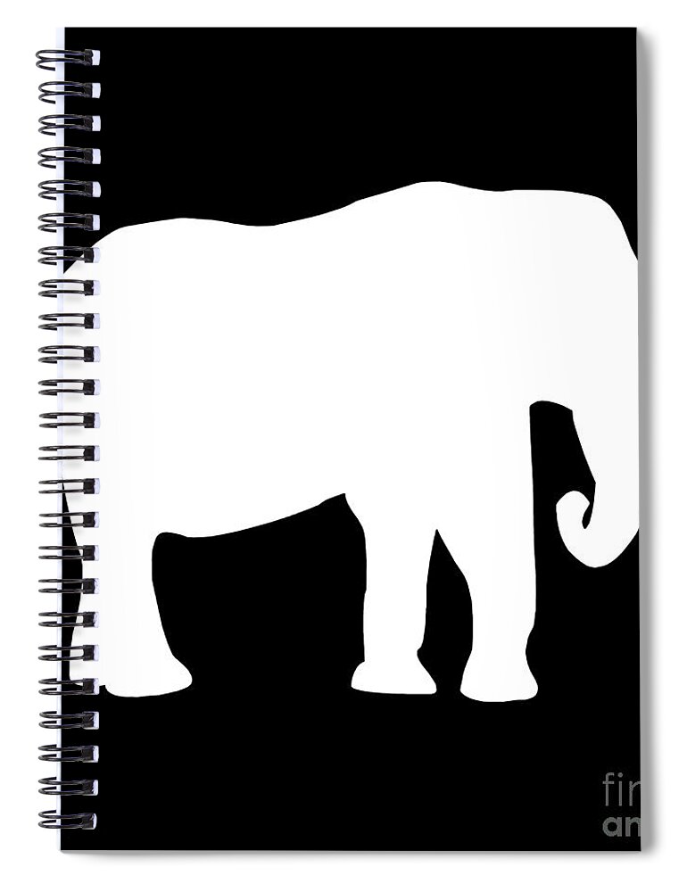 Graphic Art Spiral Notebook featuring the digital art Elephant in Black and White #1 by Jackie Farnsworth