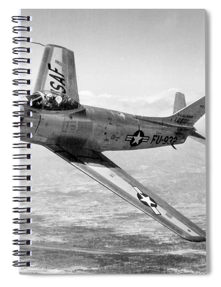 Science Spiral Notebook featuring the photograph F-86 Sabre, First Swept-wing Fighter by Science Source