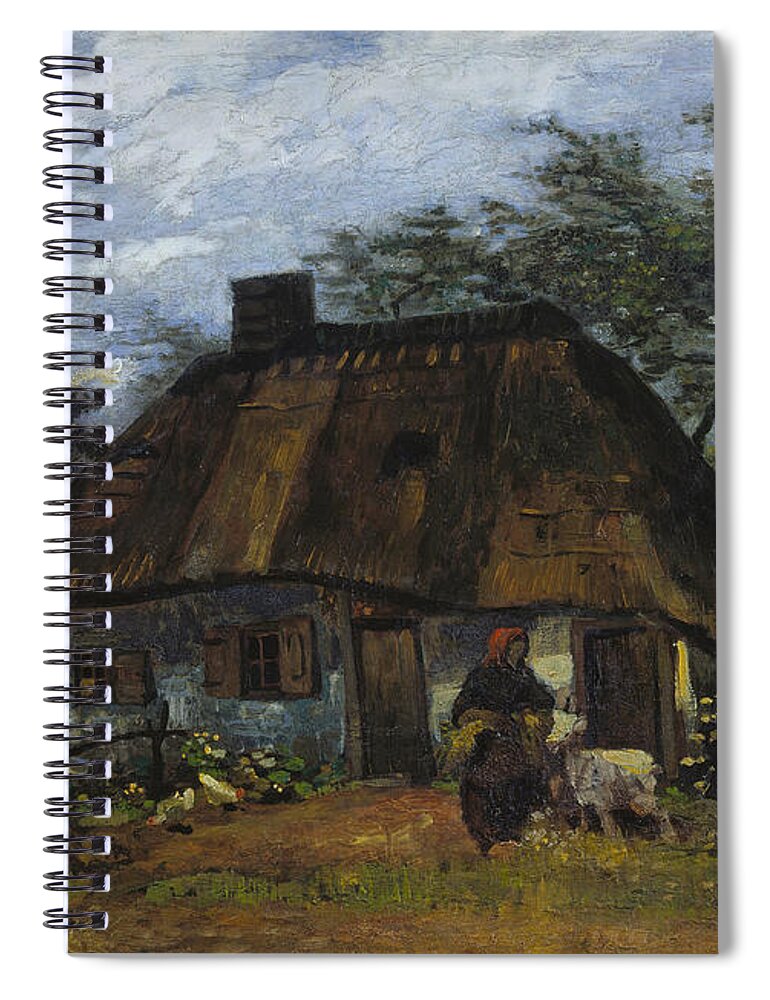 Vincent Van Gogh Spiral Notebook featuring the painting Farmhouse in Nuenen #1 by Vincent Van Gogh