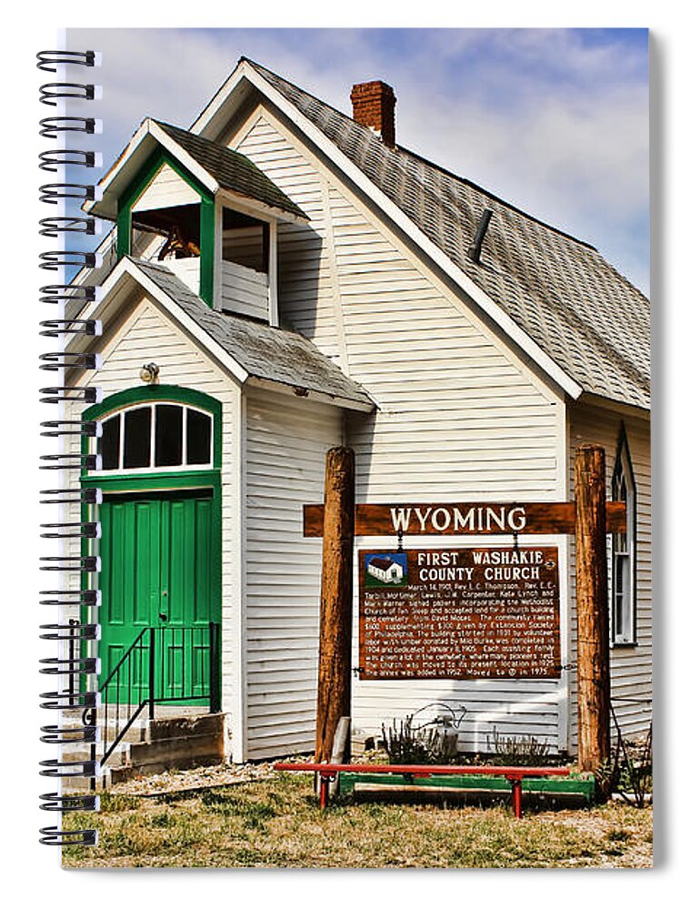 Washakie Wyoming Spiral Notebook featuring the photograph First Washakie County Church #1 by Cathy Anderson
