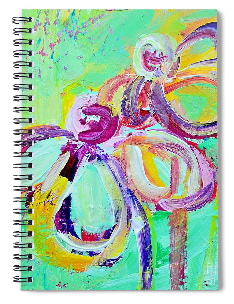 Green Floral Painting Spiral Notebook featuring the painting Abstract Flowers No 10 by Patricia Awapara
