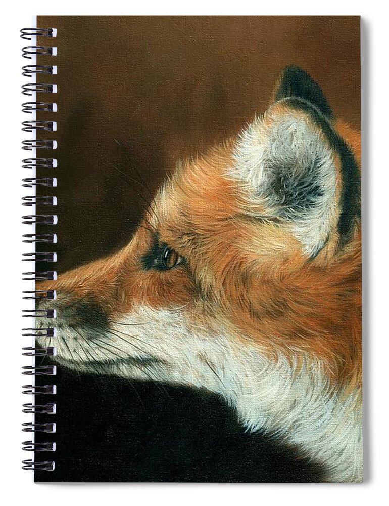 Fox Spiral Notebook featuring the painting Fox #2 by David Stribbling