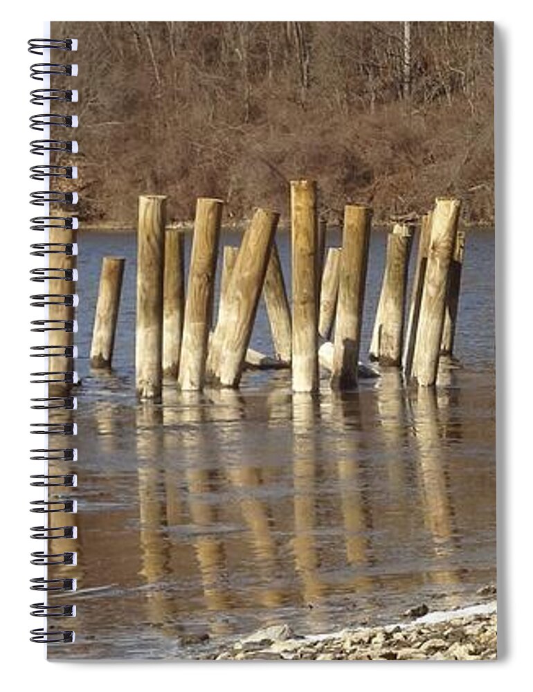Water Spiral Notebook featuring the photograph Frozen pilings #1 by Michael Porchik