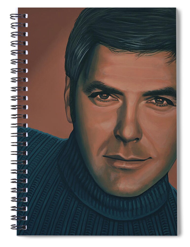 George Clooney Spiral Notebook featuring the painting George Clooney Painting by Paul Meijering