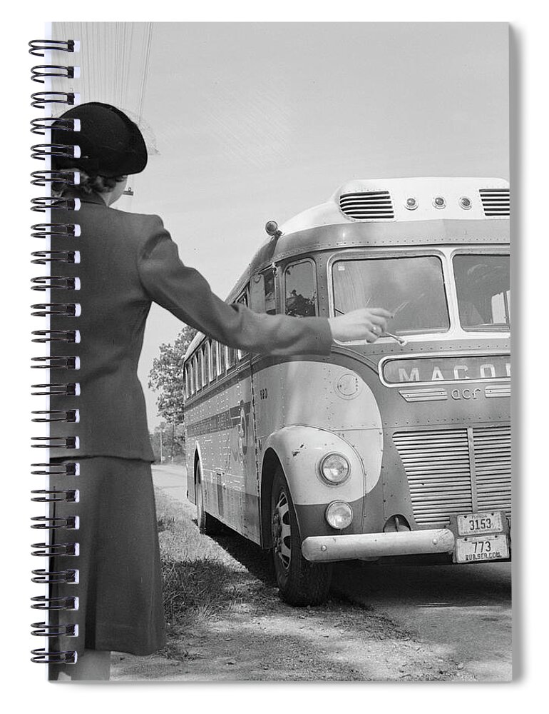 1943 Spiral Notebook featuring the photograph Georgia Bus Travel, 1943 #1 by Granger