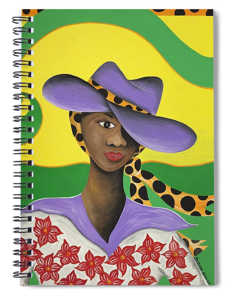 Gullah Art Spiral Notebook featuring the painting Hat Appeal by Patricia Sabreee