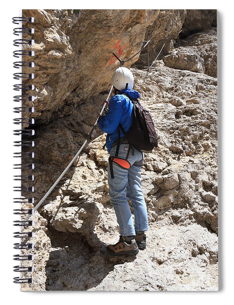 Active Spiral Notebook featuring the photograph Hiker On Via Ferrata #1 by Antonio Scarpi