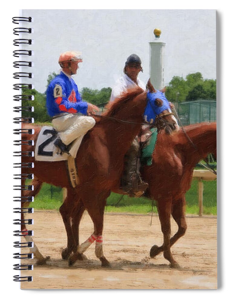Churchill Spiral Notebook featuring the digital art Horse Racing #1 by Jill Lang