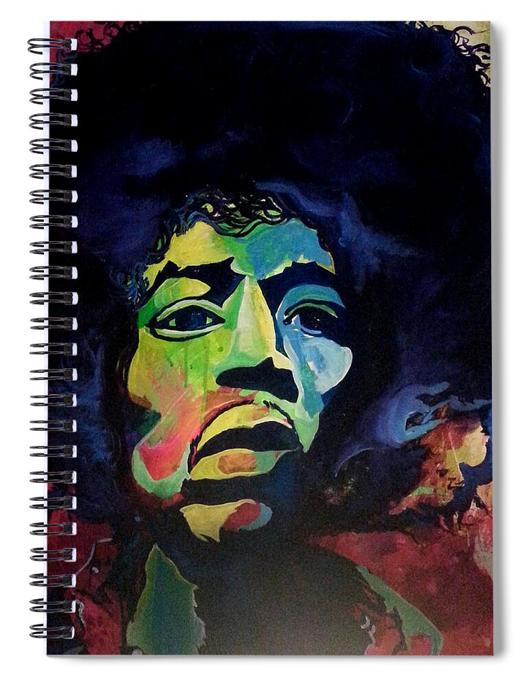  Spiral Notebook featuring the painting Jimi by Femme Blaicasso
