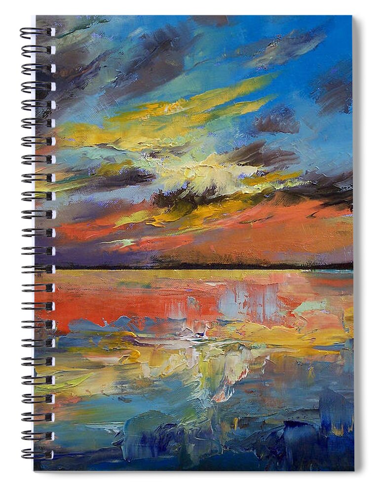 Key West Spiral Notebook featuring the painting Key West Florida Sunset by Michael Creese