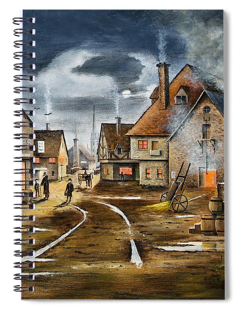 England Spiral Notebook featuring the painting Lady At The Window - Old England by Ken Wood