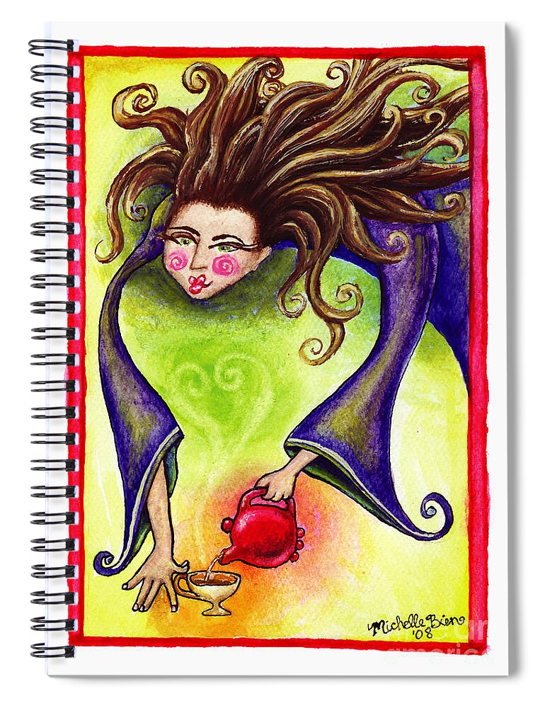 Teapot Spiral Notebook featuring the painting Lady of Tea by Michelle Bien