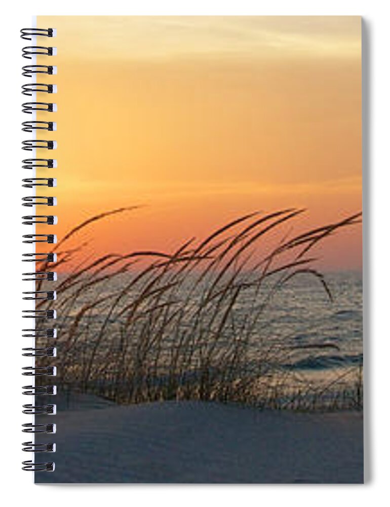 Dune Spiral Notebook featuring the photograph Lake Michigan Sunset Panorama by Mary Lee Dereske