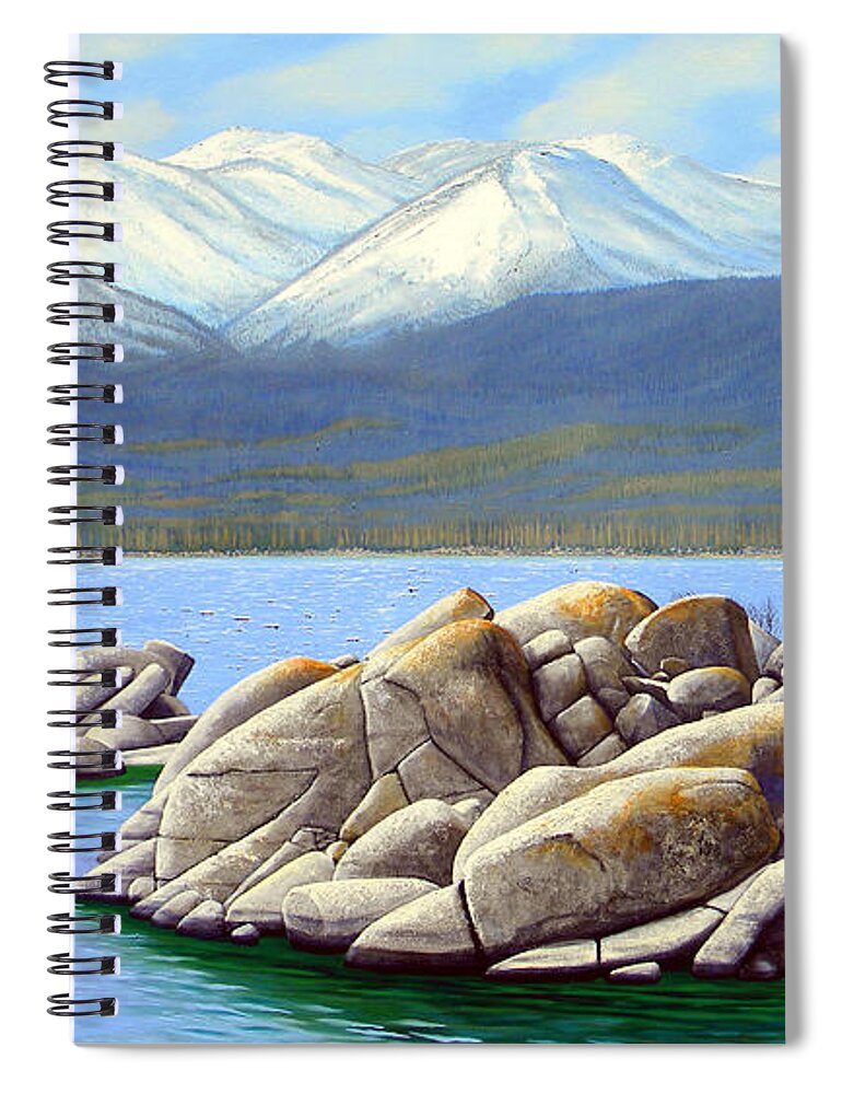 Lake Spiral Notebook featuring the painting Lake Tahoe Sand Harbor by Frank Wilson