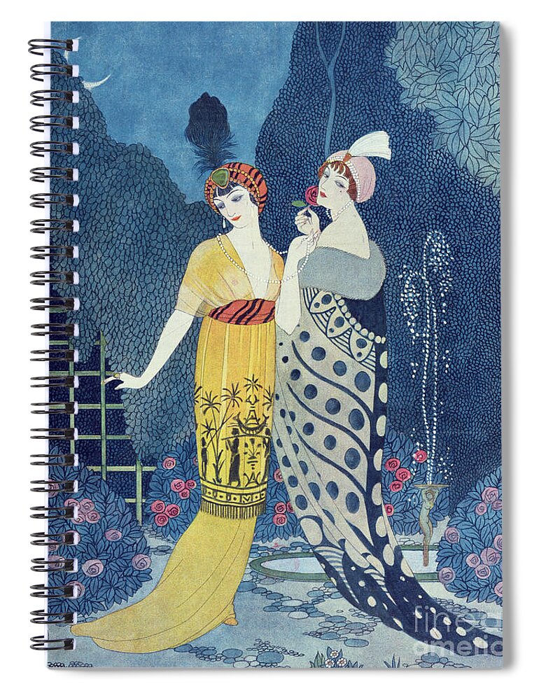 Art Deco Spiral Notebook featuring the painting Les Modes by Georges Barbier