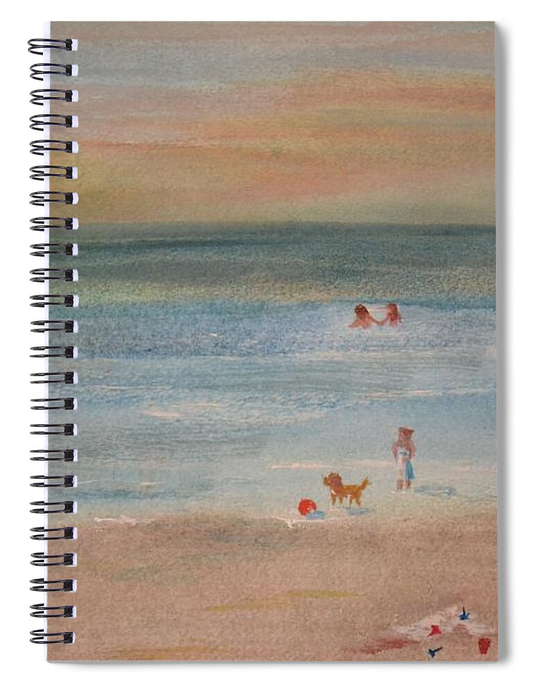 Sea Spiral Notebook featuring the painting Lets Play #1 by Denise Tomasura