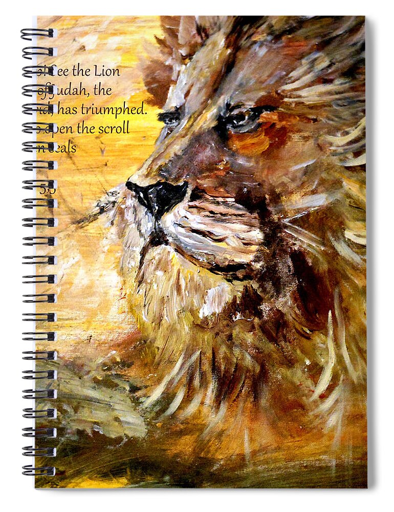 Then One Of The Elders Said To Me Spiral Notebook featuring the painting Lion of Judah #1 by Amanda Dinan