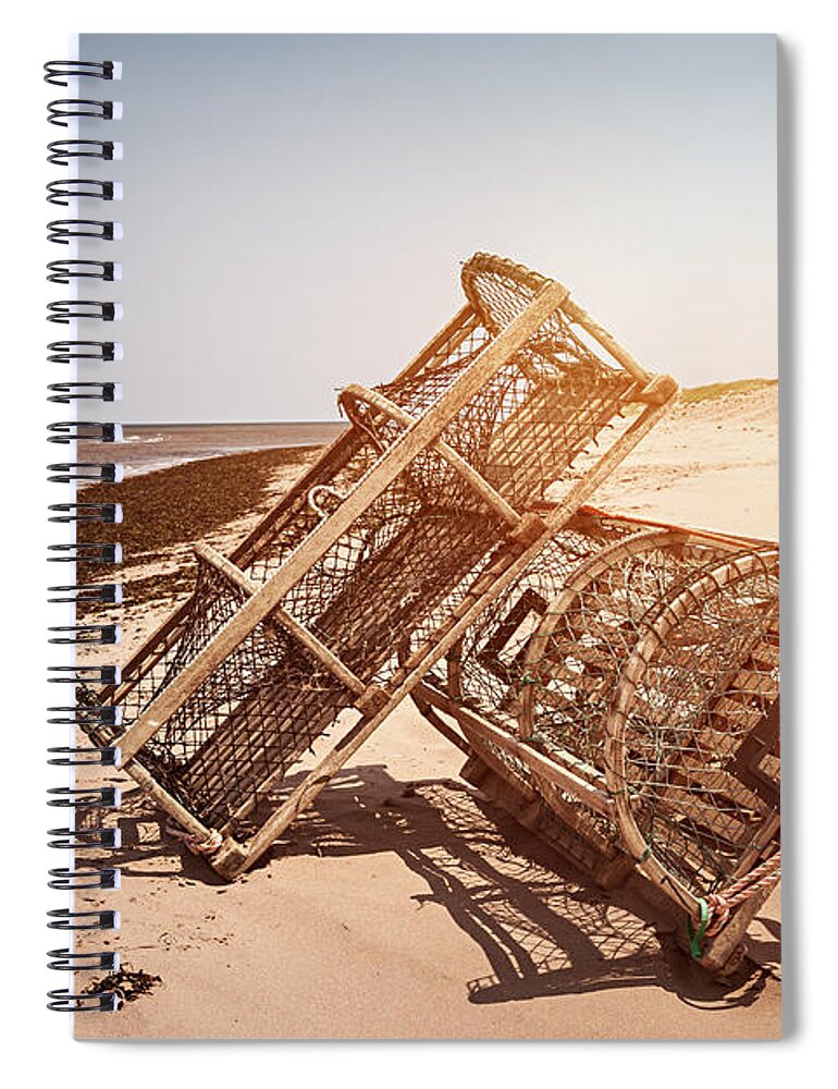 Lobster Spiral Notebook featuring the photograph Lobster traps on beach #2 by Elena Elisseeva
