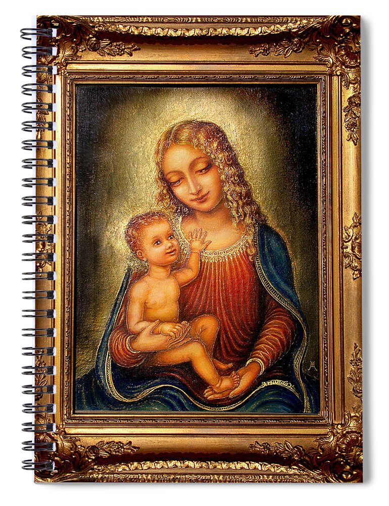 Madonna Spiral Notebook featuring the painting Madonna Beata #1 by Ananda Vdovic