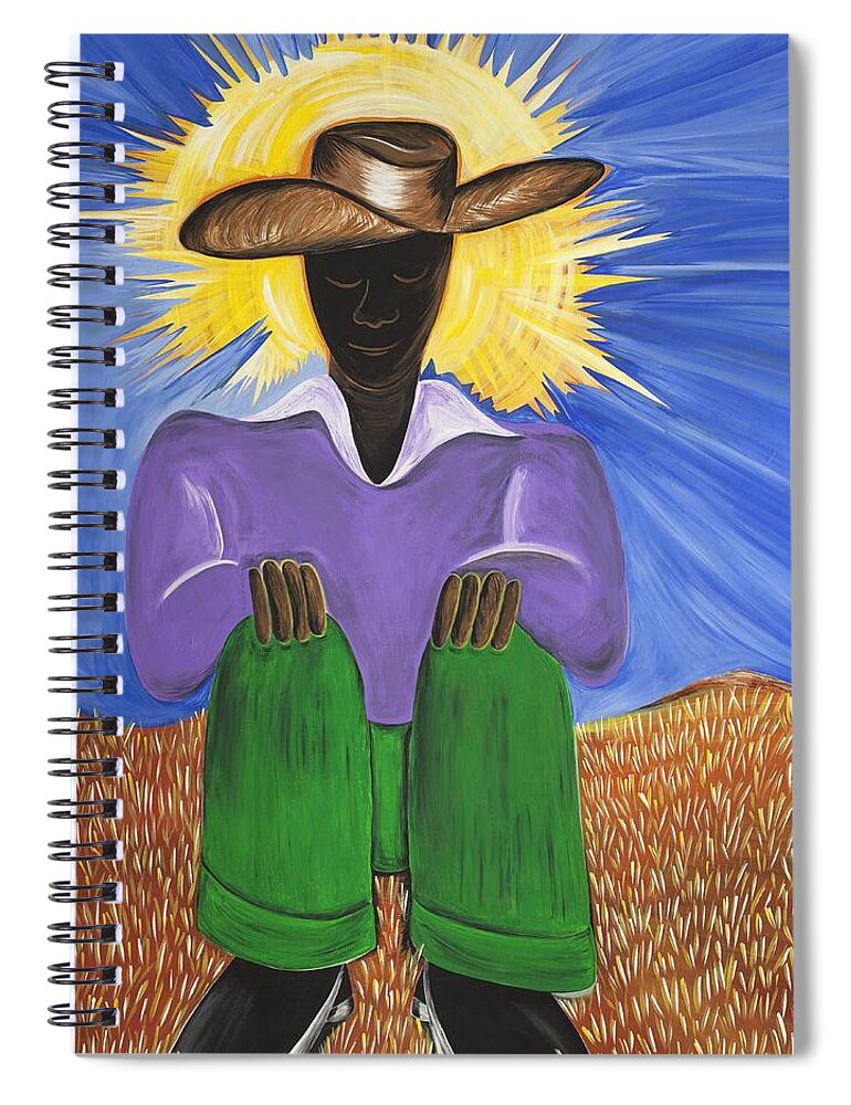 Gullah Art Spiral Notebook featuring the painting Master of Thoughts by Patricia Sabreee