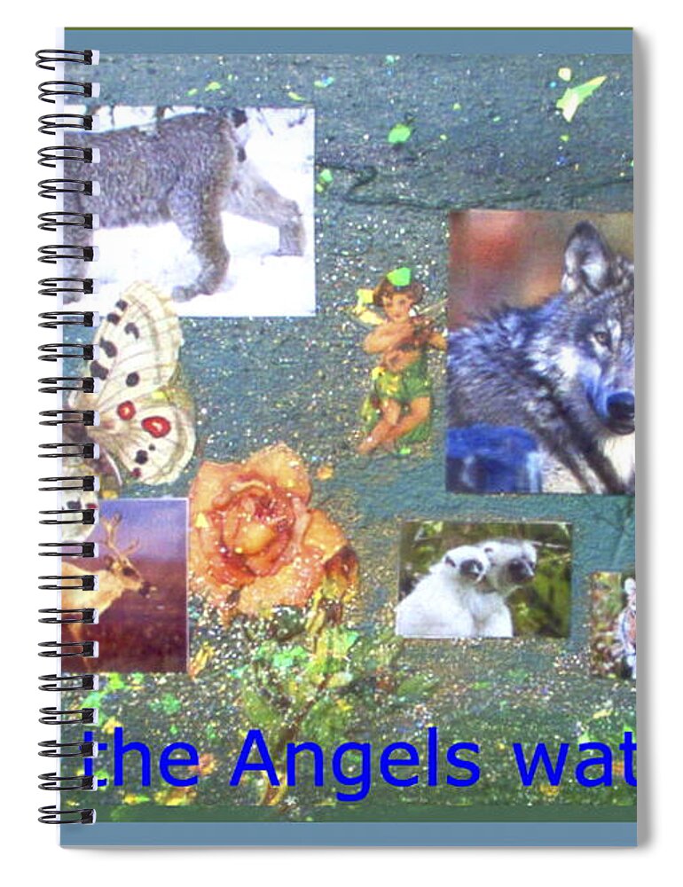 Ecology Spiral Notebook featuring the mixed media May the Angels Watch #1 by Mary Ann Leitch