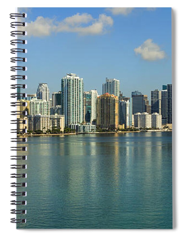 Architecture Spiral Notebook featuring the photograph Miami Brickell Skyline by Raul Rodriguez