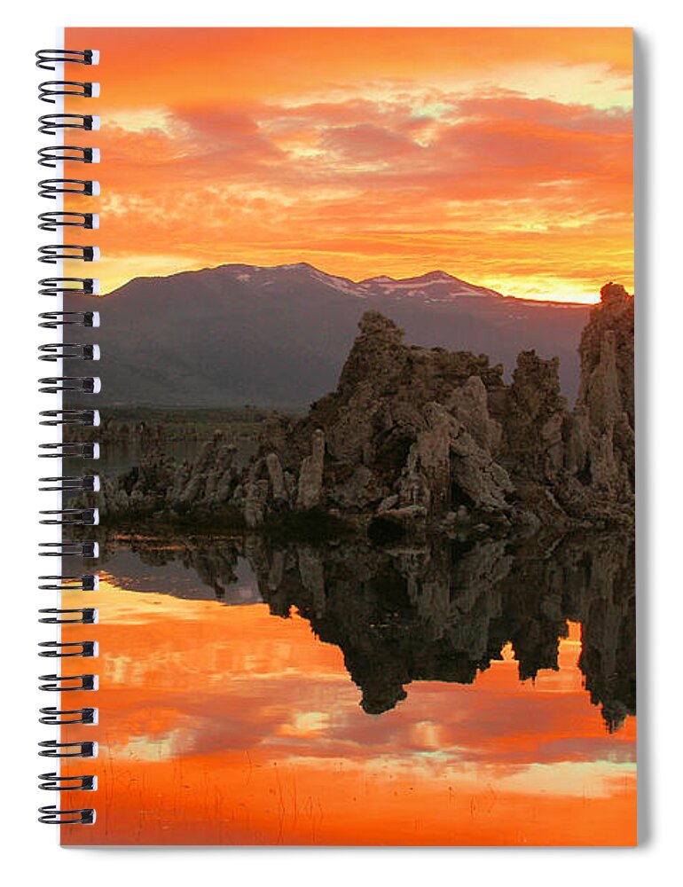 Mono Lake Spiral Notebook featuring the photograph Mono Lake Fiery Sunset #1 by Adam Jewell