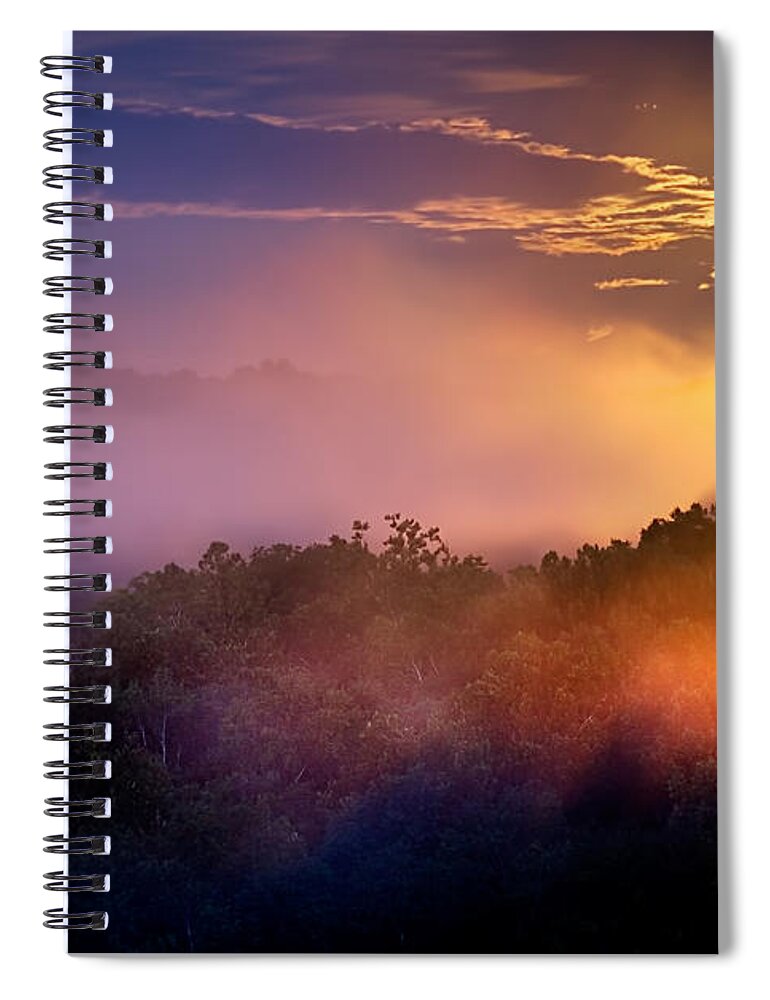 2011 Spiral Notebook featuring the photograph Moon setting in Mist #1 by Robert Charity