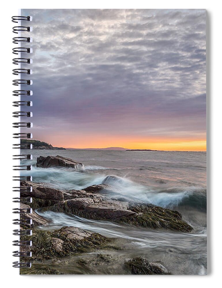 Acadia National Park Spiral Notebook featuring the photograph Morning Splash by Jon Glaser
