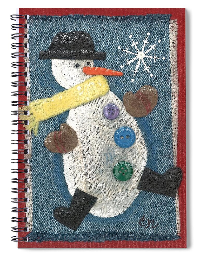 Snowman Spiral Notebook featuring the mixed media Mr. Snowjangles by Carol Neal