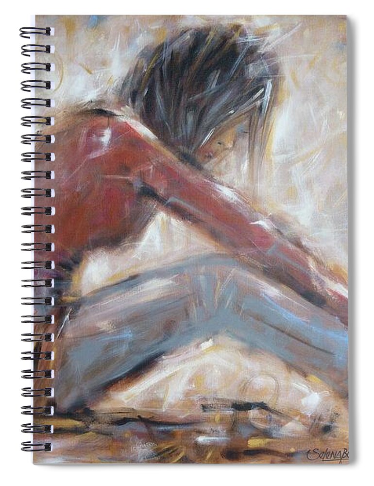 Woman Spiral Notebook featuring the painting My New Red Shoes 190809 #1 by Selena Boron