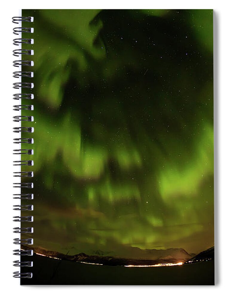 Dramatic Sky Spiral Notebook featuring the photograph Northern Light In Norway #1 by Seppfriedhuber