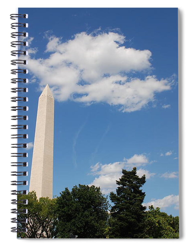 Washington Spiral Notebook featuring the photograph Obelisk Rises Into the Clouds by Kenny Glover