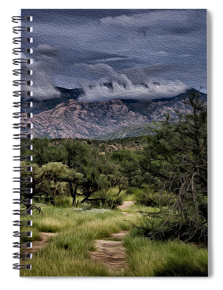 Santa Catalina Mountains Spiral Notebook featuring the photograph Odyssey Into Clouds Oil by Mark Myhaver