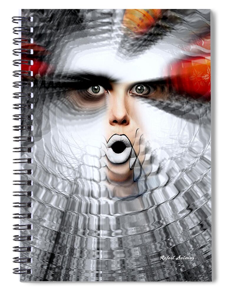 Omg Spiral Notebook featuring the painting OMG #1 by Rafael Salazar