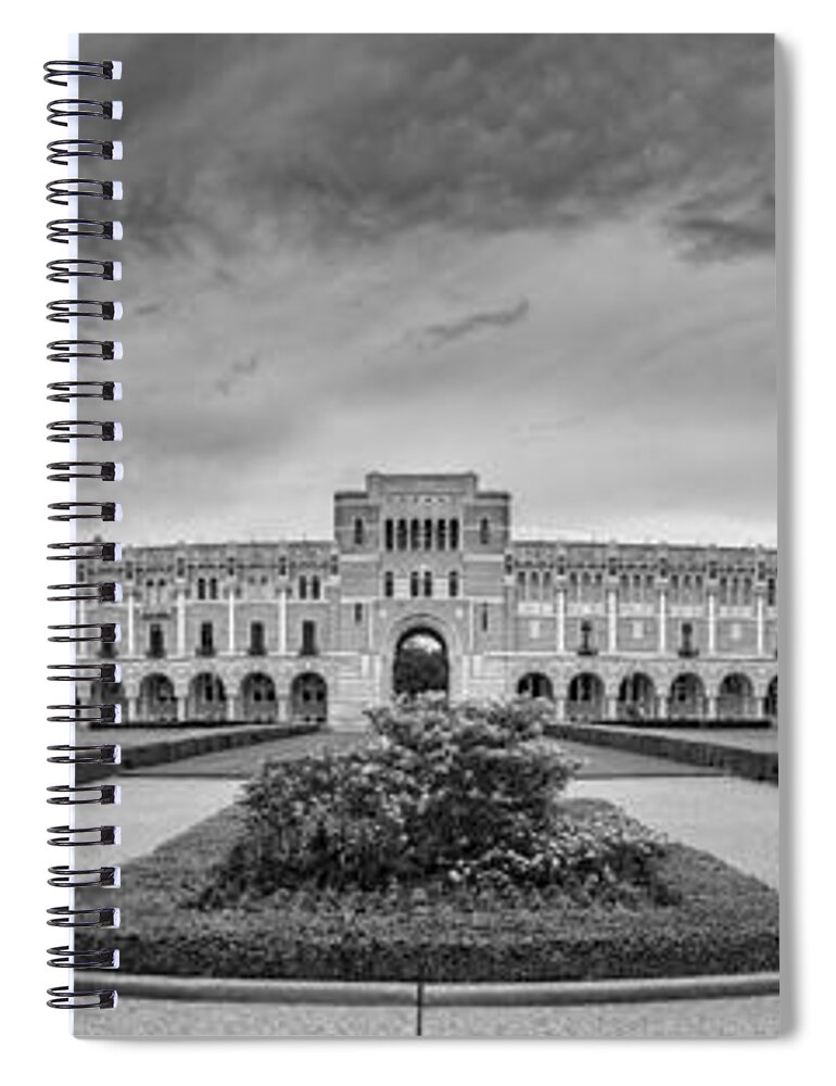 Rice University Spiral Notebook featuring the photograph Panorama of Rice University Academic Quad Black and White - Houston Texas #1 by Silvio Ligutti