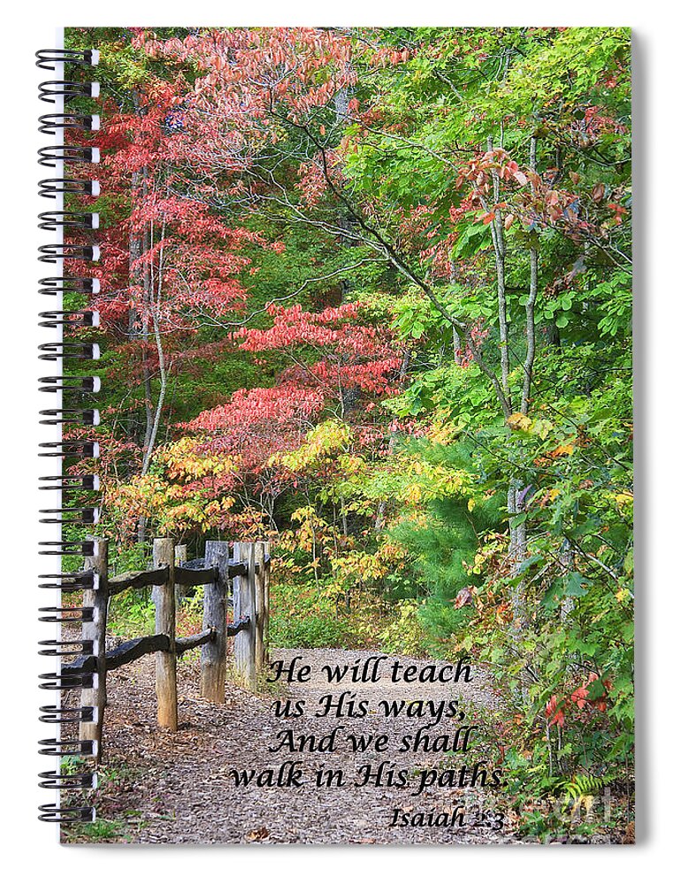 Old Spiral Notebook featuring the photograph Path in Autumn Scripture #1 by Jill Lang