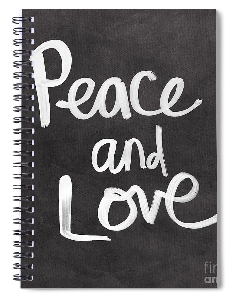 Love Spiral Notebook featuring the mixed media Peace and Love by Linda Woods